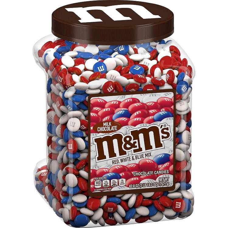 Red, White, & Blue M&M ~ 62oz Jar Red, White, & Blue M&M ~ 62oz Jar