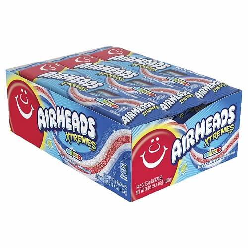 Airheads Bluest Raspberry Xtremes Sour Belts ~ 18ct   Airheads Bluest Raspberry Xtremes Sour Belts ~ 18ct