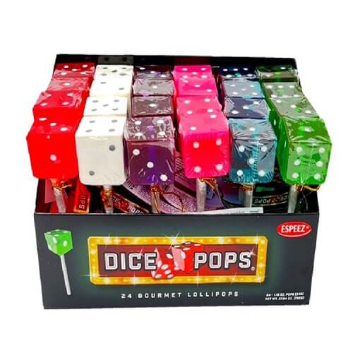 Assorted Dice Lollipops - 24 Count  Assorted Dice Lollipops - 24 Count