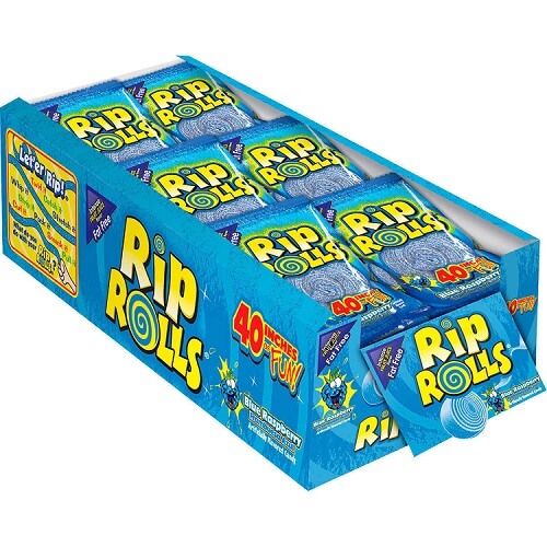 Blue Raspberry Rip Rolls 24 Count   Blue Raspberry Rip Rolls 24 Count
