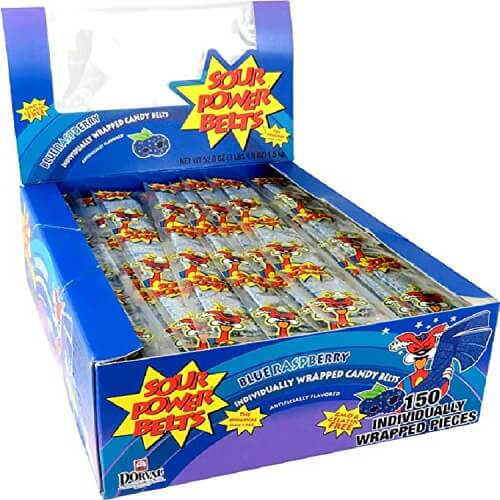 Sour Power Blue Raspberry Belts ~ 150 Count  Sour Power Blue Raspberry Belts ~ 150 Count