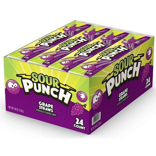 Sour Punch Grape Straws~ 24ct   Sour Punch Grape Straws~ 24ct
