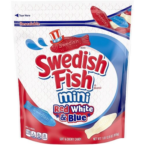 Red, White, and Blue Swedish Fish ~ 1.8lb. bag  Red, White, and Blue Swedish Fish ~ 1.8lb. bag