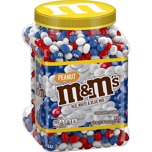 Red, White, & Blue Peanut M&M ~ 62oz. Jar Red, White, & Blue Peanut M&M ~ 62oz. Jar