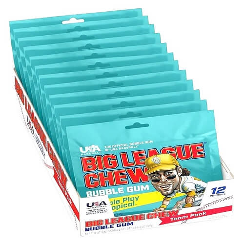 Big League Chew Tropical ~ 12 - 2.12oz Pouches  Big League Chew Tropical ~ 12 - 2.12oz Pouches