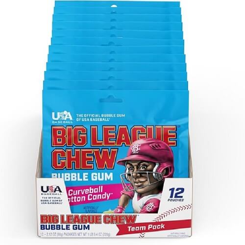 Big League Chew Cotton Candy ~ 12 - 2.12oz Pouches  Big League Chew Cotton Candy ~ 12 - 2.12oz Pouches