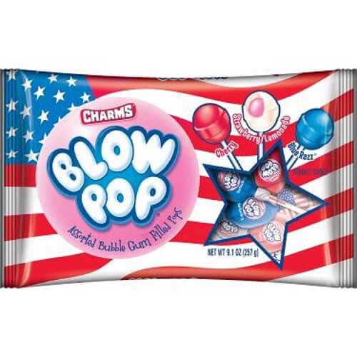 Charms Flag Blow Pops ~ 9.1oz Bag  Charms Flag Blow Pops ~ 9.1oz Bag