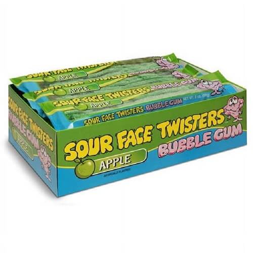 Face Twisters Sour Apple Gum Straws  Face Twisters Sour Apple Gum Straws