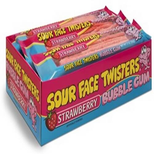 Face Twisters Sour Strawberry Gum Straws Face Twisters Sour Strawberry Gum Straws