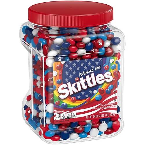Red, White, & Blue Skittles~54oz Jar Red, White, & Blue Skittles~54oz Jar